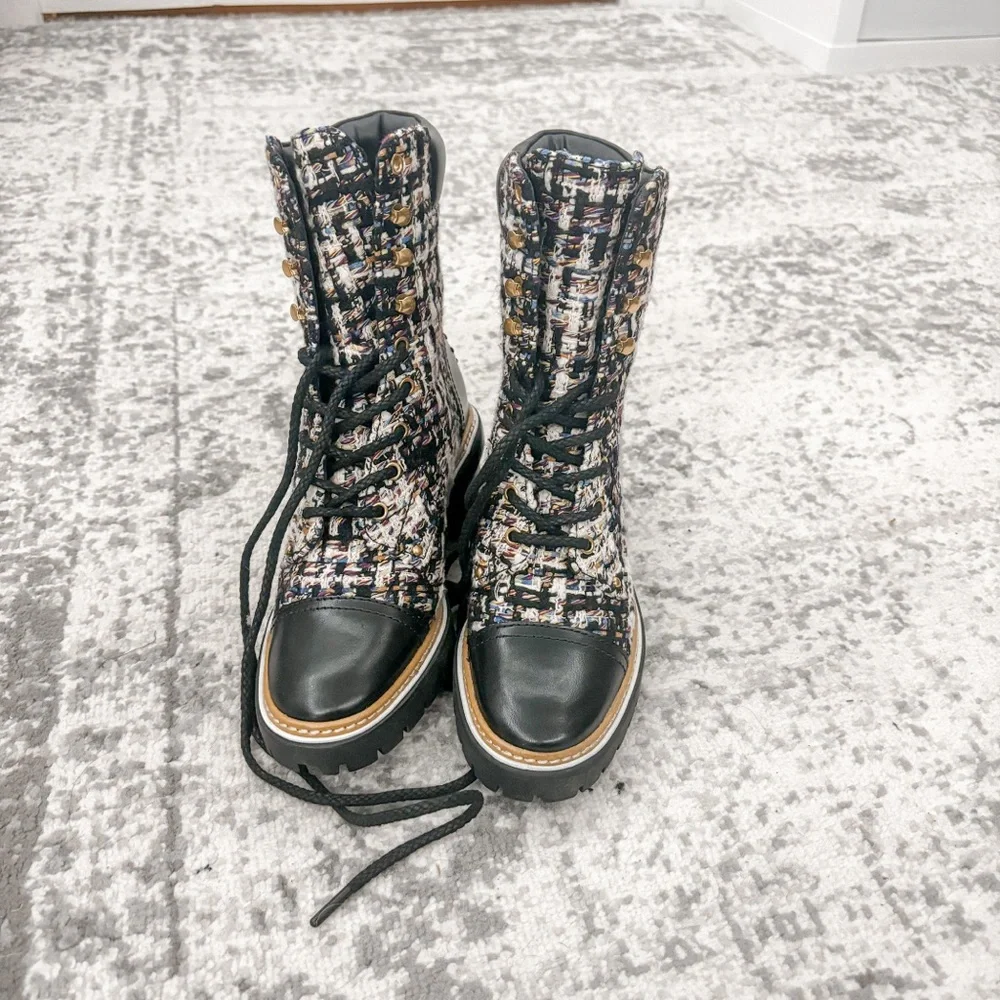 NWB Tory Burch Miller Tweed Lace Up Boot - Picture 16 of 16